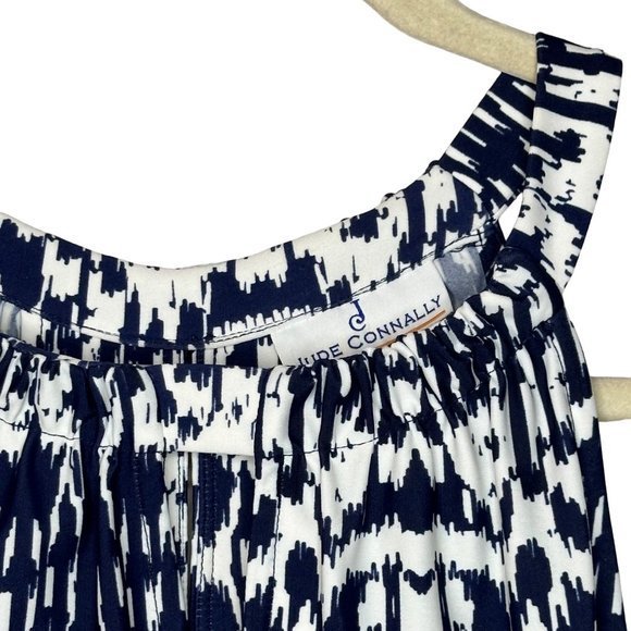 Jude Connally Sleeveless Navy White Abstract Key Hole Stretch Dress Size XS - Picture 2 of 3